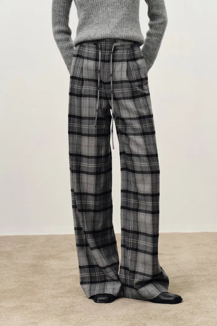 Klara Fringe Collar Drawstring Pants in French Bouclé