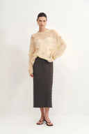 Nora Drawstring Skirt in Merino Wool CableKnit