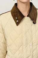 Isla Contrast Collar Quilted Down Jacket in Water-Resistant Cotton