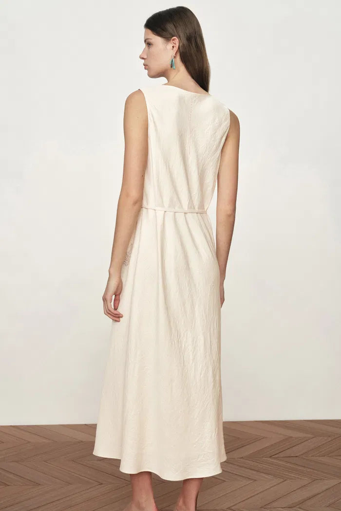 Phoebe Sleeveless Cowl Neck Dress in Crinkle Acetate