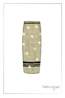 Gonna in Crochet con Applicazione Margherita Ricamata a Mano Palma in Misto Cotone Lino