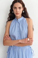 Irina Eyelet Embroidery Sleeveless Maxi Dress in Cotton