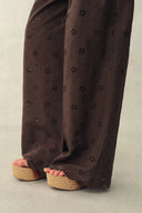 Nina Embroidered Scraf Wrap Pants in Cotton