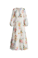Robe à manches longues Whitney Watercolor Flora en Tencel-Rami