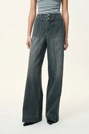 Jeans Moss gris ahumado 3D de pierna ancha en denim microelástico
