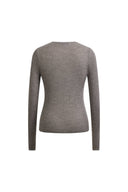 Mia Off-Center V-Neck Fitted Knit Cardigan In Lightweight Merino Wool Blend