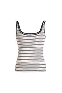 Liz Square Neck Body Con Sleeveless Tank Top in High-Stretch Ribbed Knit