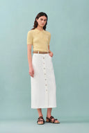 Gracia Gele Polo Top in Hoog Elastische Kabeltricot
