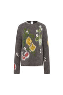 Pull jacquard Cyclamen en maille mélange baby alpaga