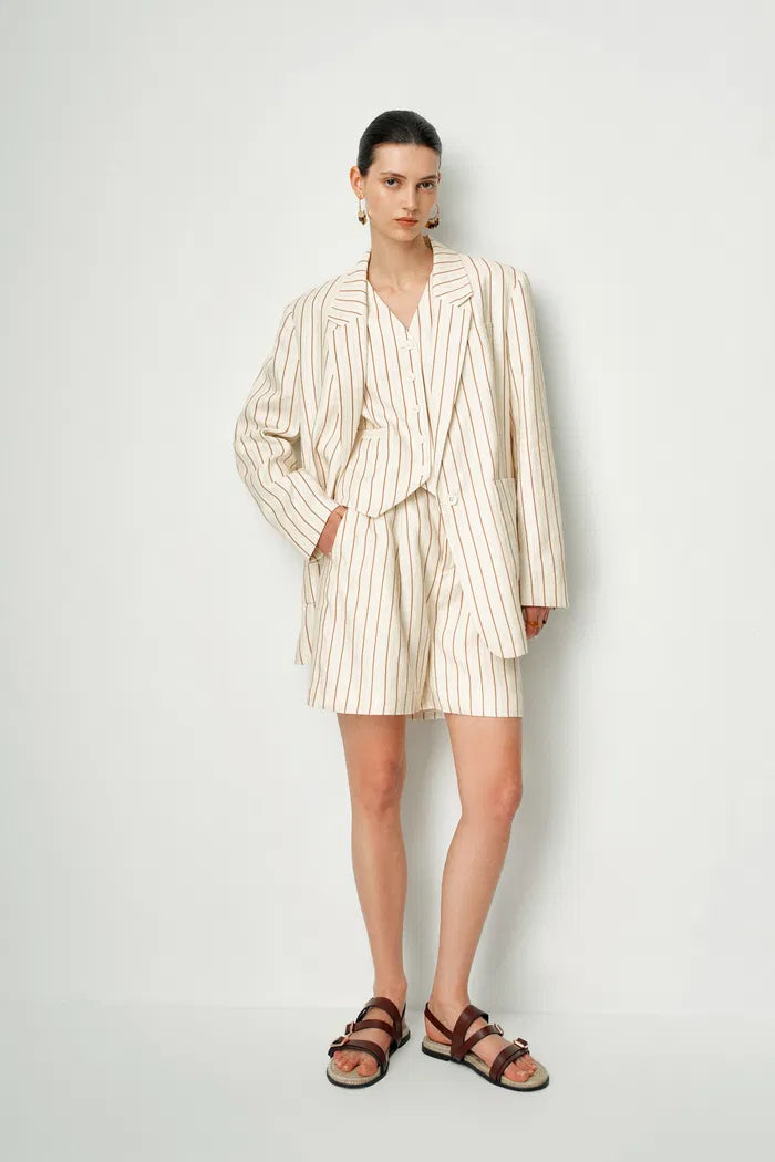 Godwick Striped Suit Blazer Jacket in Linen