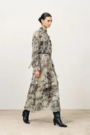 Eira Band Langarm Bedrucktes Kleid aus Cupro