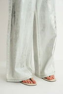 Galaxy Schimmernde Beschichtete Weite Jeans aus Sommer-Denim