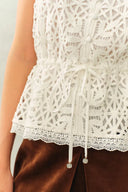 Zane Open Knit Drawstring Top in Cotton
