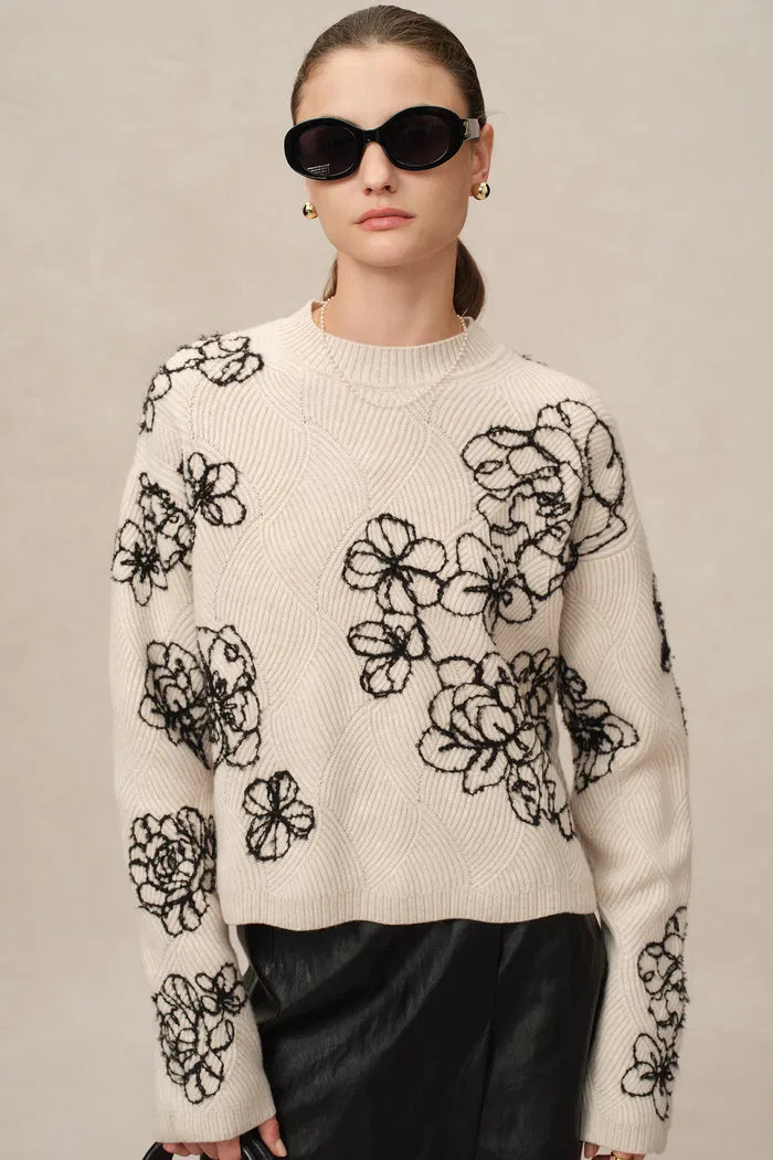 限定品　最安値POPPY EMBROIDERED SWEATSHIRT Poppy Embroidered Sweater in Chunky Wool Knit – fbrq.com