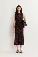 Blair Sleeveless Cheongsam Dress in Textured Mulberry Silk