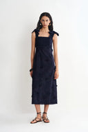 Elise 3D Flora Applique Dress in Eyelet Embroidered Cotton