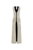 Mazurek Sleeveless Long Slit Vest in Cotton Blend Knit