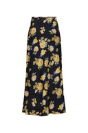 Falda Athena con Estampado de Rosas en Seda Morera 22MM