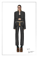 Susan Knee Seams Cropped Flared Faux Pants in Non Animal leather