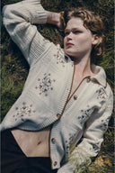 Avery Snowflake Cross Stitch Cardigan in Wool Blend