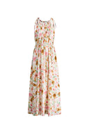 Alice Halter Neck Flora Maxi Dress in Pleated Silk Blend