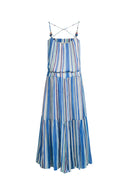 Mila Watercolor Stripe Maxi Dress in Crinkled Georgette