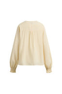 Crepus Striped Fringe-Tie French Shirt In Cotton Jacquard