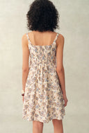 Sarah Handpainted  Waterlily Square Neck Sleeveless Short Cami Dress in Cotton