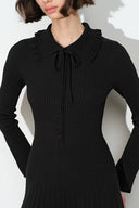 Ayla Hourglass Waist Polo Neckline Dress in Wool Blend