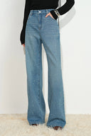 Harper Bow Embellished Jeans in Cotton Denim