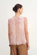 Blusa senza maniche stampata Gracia in georgette di crepe
