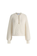 Pull Cersei à col Henley motif torsadé fait main en laine mérinos
