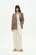 Graf Beige Blonde Suit Jacket in Linen Wool