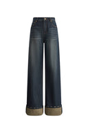 Paz Contrast Folded Cuff Washed Cuffed Jeans