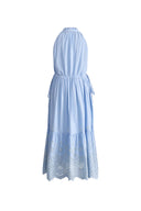 Abito Lungo Senza Maniche con Ricamo a Occhielli Irina in Cotone