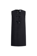 Rosalind Beaded Bow Detail Dress in Tweed