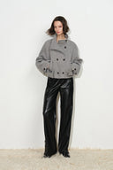 Fanny Bubble Cropped-Mantel aus Wollmischung