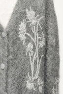 Cardigan Violet à travail manuel Cereus Flora en maille mélange alpaga