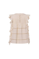 Top sin mangas con volantes artesanal Agnes en algodón