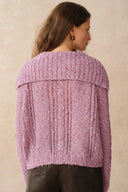 Rosalina Convertible Shawl Collar Cardigan in Merino Wool Cable Knit