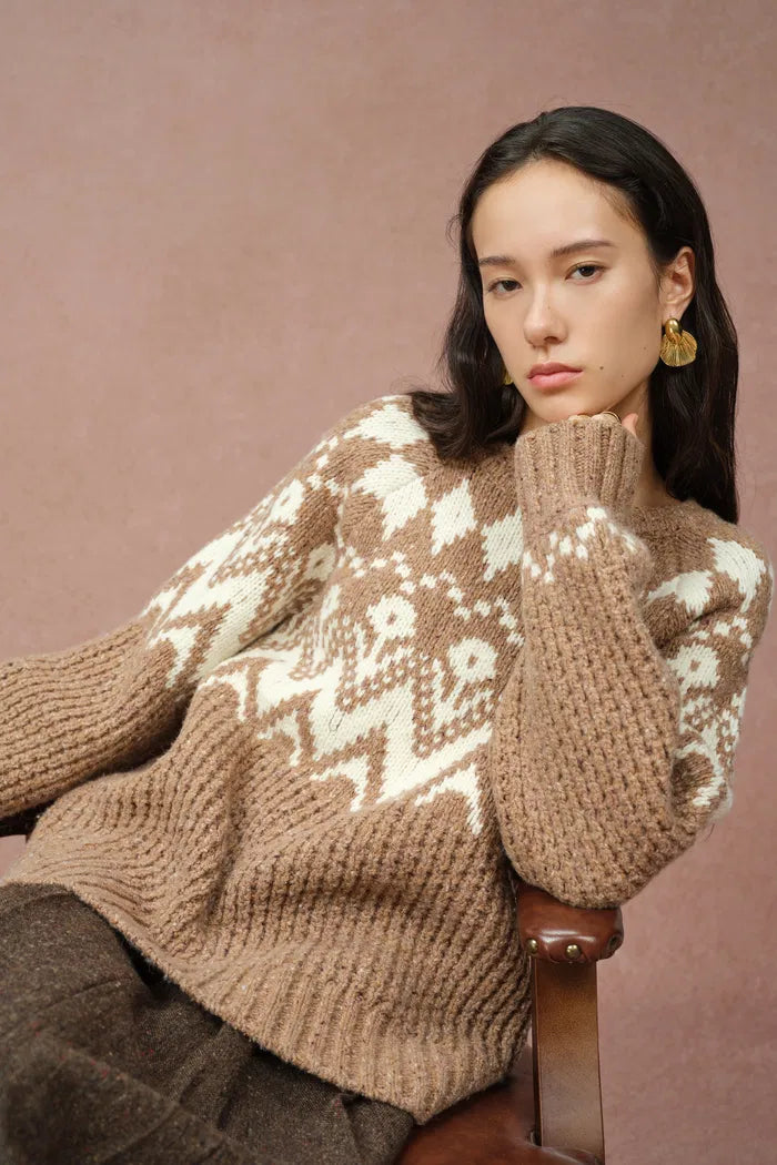 Vigga Fair Isle Sweater in Coarse Spun Merino Wool