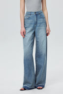 Jeans Echo de Pierna Ancha en Denim de Algodón