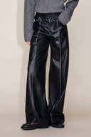 Iris Quilted Contrast Stitching Pants in Faux Leather