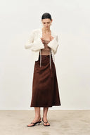 Megan Scalloped Trim Cardigan in Merino Wool Knit