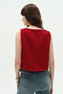 Ruby Red Handmade Silky Ribbon Tweed Vest