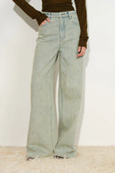 Hadrian Studded Wide Leg Jeans in Cotton Denim