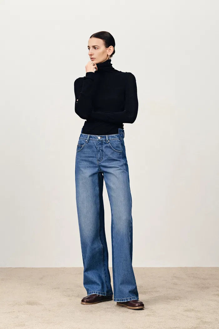 Behun Deconstructed Colorblock Jeans in Cotton Denim