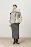 Dara Gradient Scarf Style Wool Peacoat in Wool-Silk-Rabbit Hair Blend
