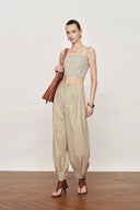 Pantalones ajustados con pernera ancha Wilderness en mezcla fina de acetato y lana de cordero