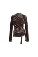 Top con nudo Selene en terciopelo elástico